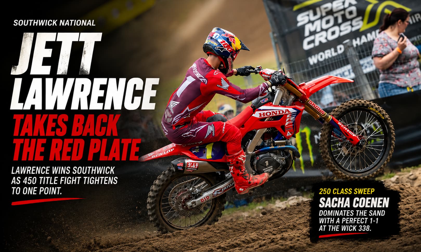 Jett Lawrence Reclaims the Red Plate at Southwick as Sacha Coenen