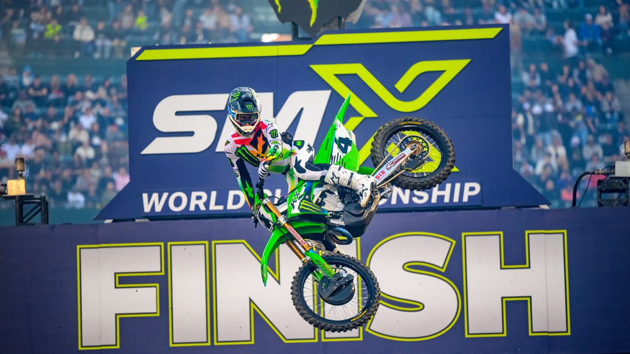 Chase Sexton racing the number 4 Monster Energy Kawasaki during the 2026 AMA Supercross season.