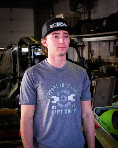 Supercross Motocross T-Shirt | Support Your Local Dirt Shop Gray