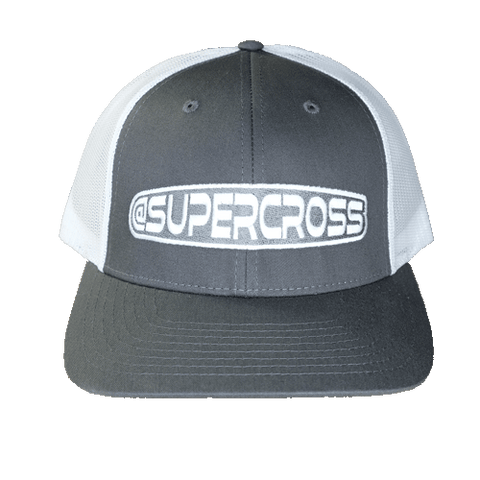 Supercross Snapback Hat | Gray Panel White Brand White Mesh Back