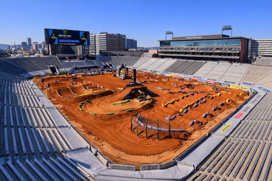 Supercross track at Protective Stadium in Birmingham, Alabama, set ahead of the March 21, 2026 race.