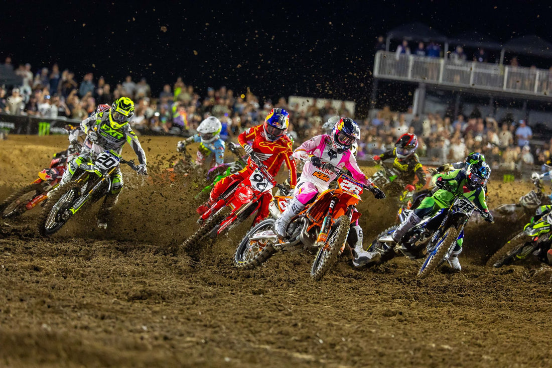 Supercross riders racing during a stadium event ahead of the 2027 season.