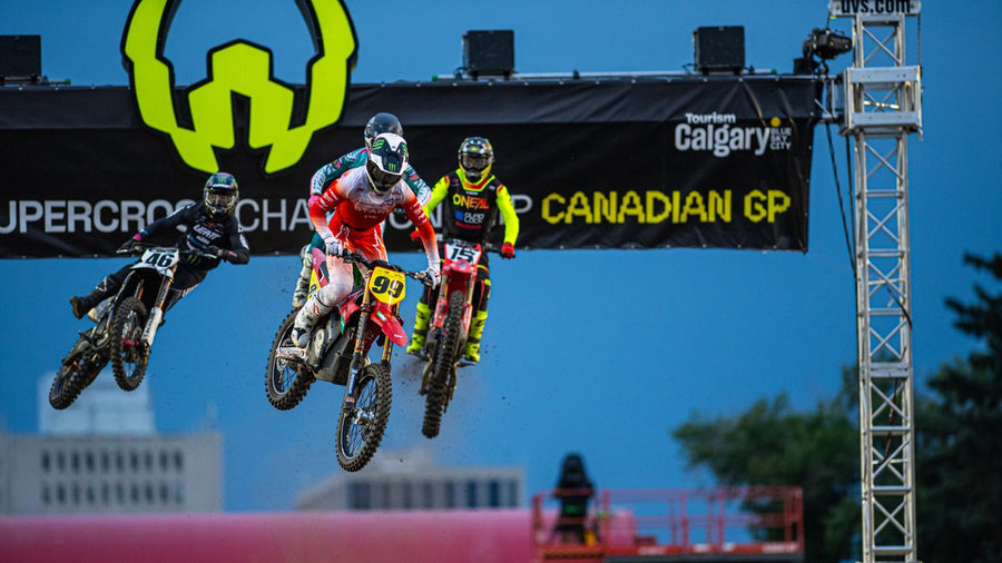 Riders competing at the 2026 FIM World Supercross Canadian Grand Prix in Calgary.