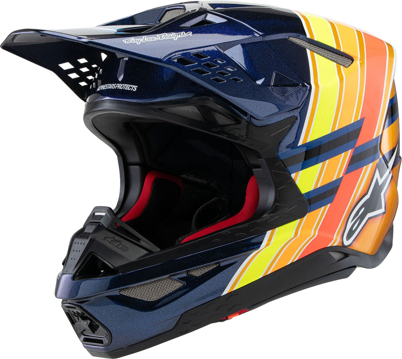 ALPINESTARS Supertech M10 Helmet - TLD Edition 25 - MIPS® - Gloss Dark Blue/Orange/Yellow/Fluo Red - XS 8300225-7156-XS