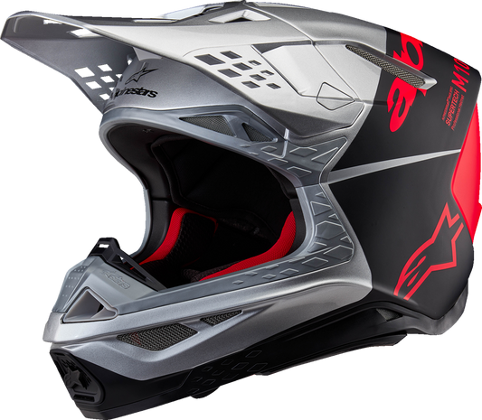 ALPINESTARS Supertech M10 Helmet - Flood - MIPS® - Gloss Silver/Black/Orange Fluo - XS 8301023-1954-XS
