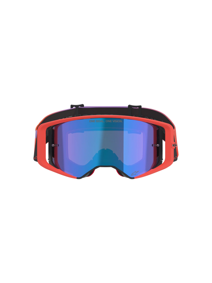 Alpinestars Supertech Vision Goggles – Hot Coral Purple / Blue Mirror Lens