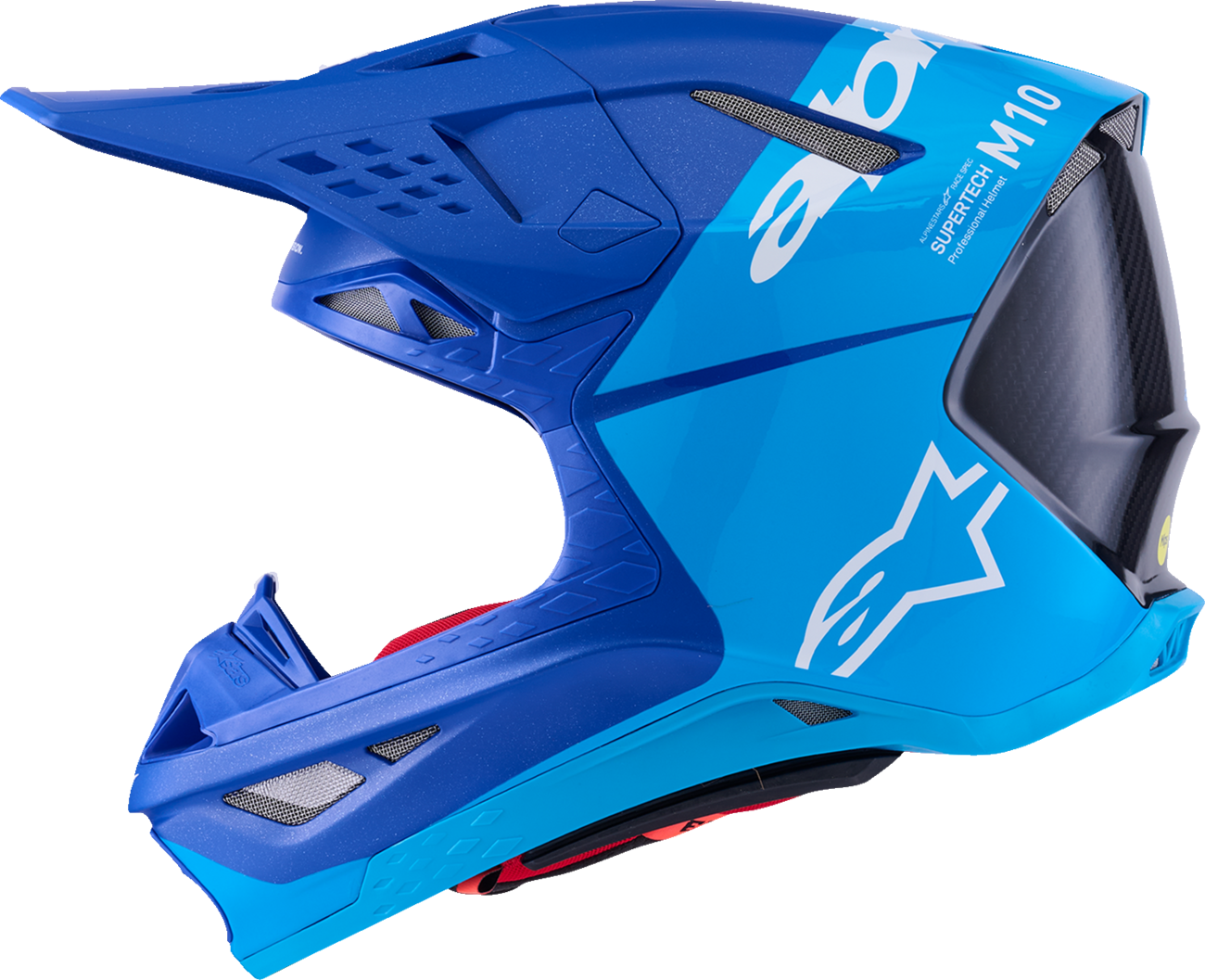 ALPINESTARS Supertech M10 Helmet - Flood - MIPS® - Blue/Black Carbon - Large 8301023-7282-L