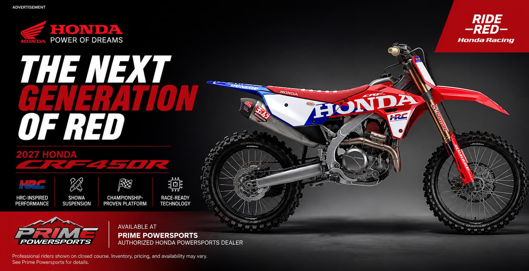 Honda CRF450RWE available at Prime Powersports