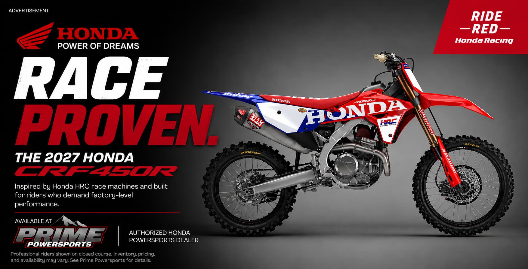 Honda CRF450RWE available at Prime Powersports