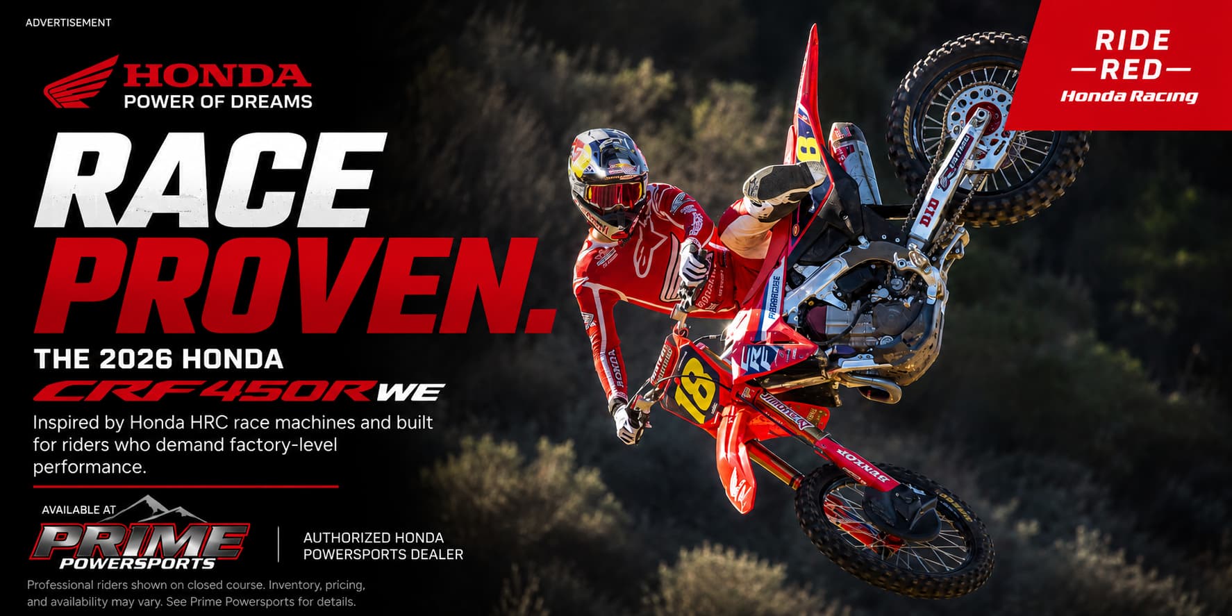 Honda CRF450RWE available at Prime Powersports