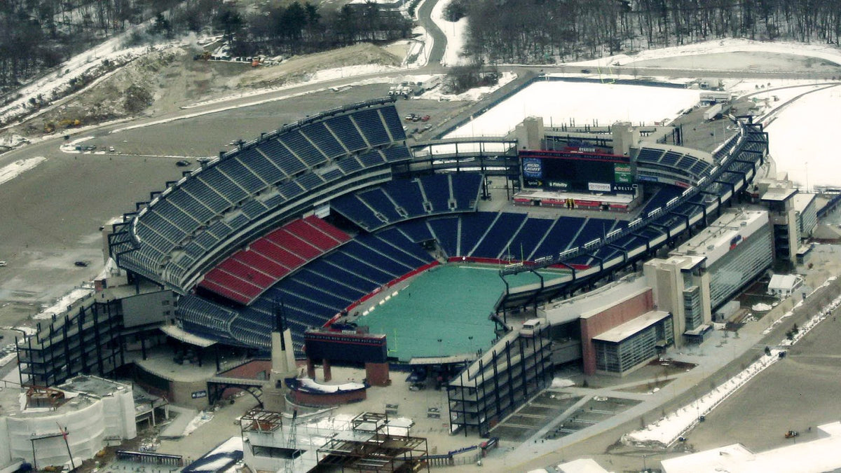 Aerial view of Gillette Stadium in Foxborough, Massachusetts