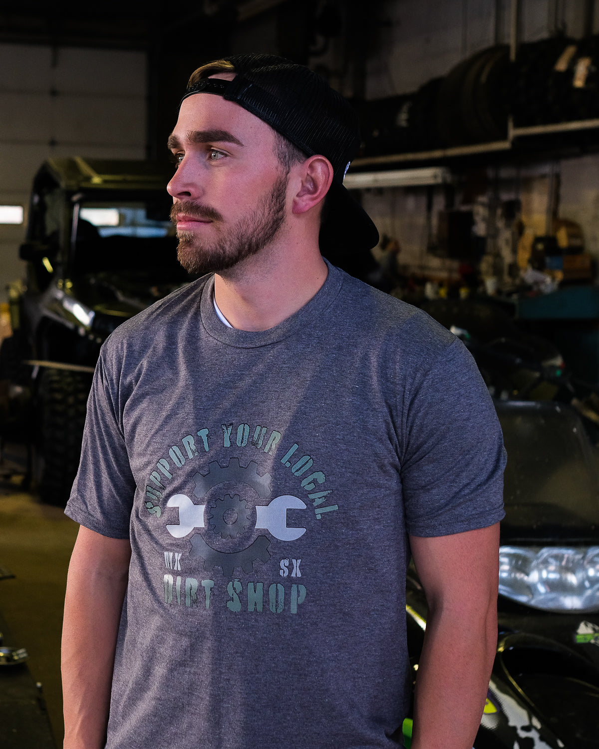 Supercross Motocross T-Shirt | Support Your Local Dirt Shop Gray