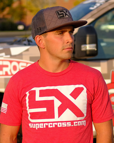 Supercross Trucker Hat | Quilted Style - Gray Trucker Snapback