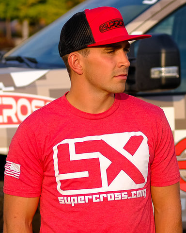 Supercross Snapback Hat | Supercross Red 5 Panel Black Brand